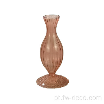 Vaso de broto de mini vidro com nervuras coloridas